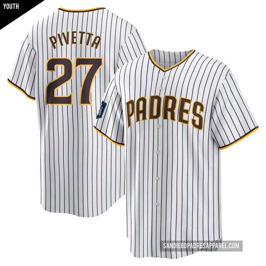 Youth San Diego Padres ＃27 Nick Pivetta Replica White 2024 World Tour Seoul Series Home Jersey