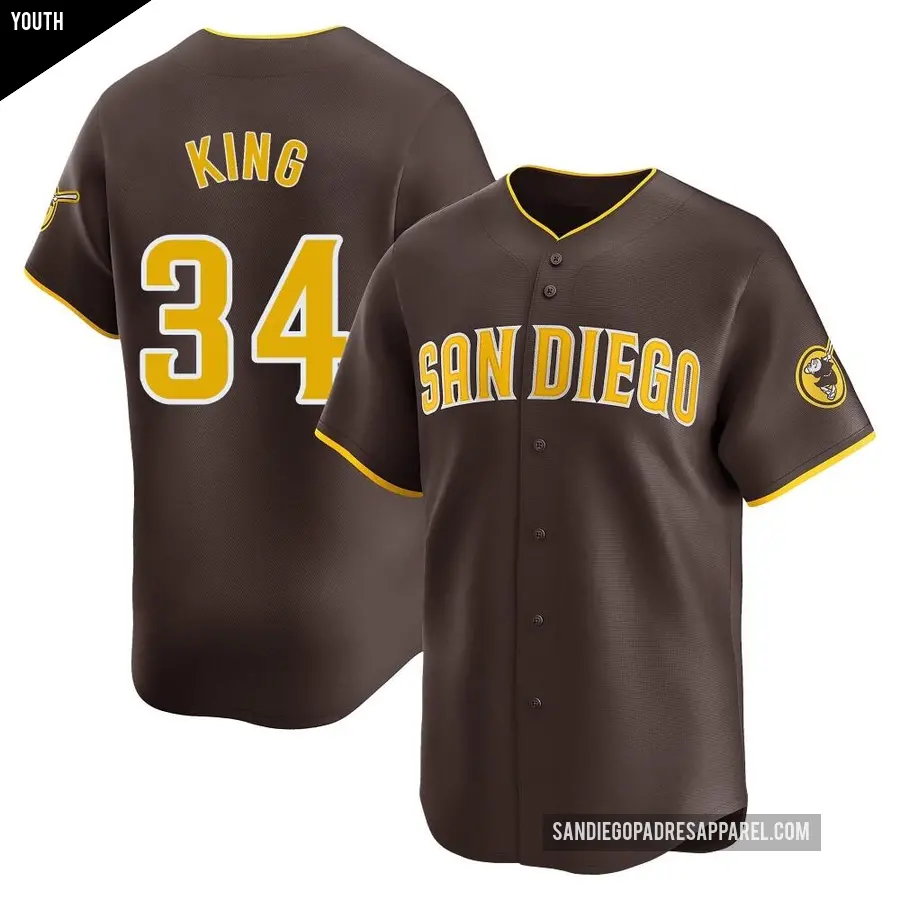 Youth San Diego Padres ＃34 Michael King Limited Brown Away Jersey