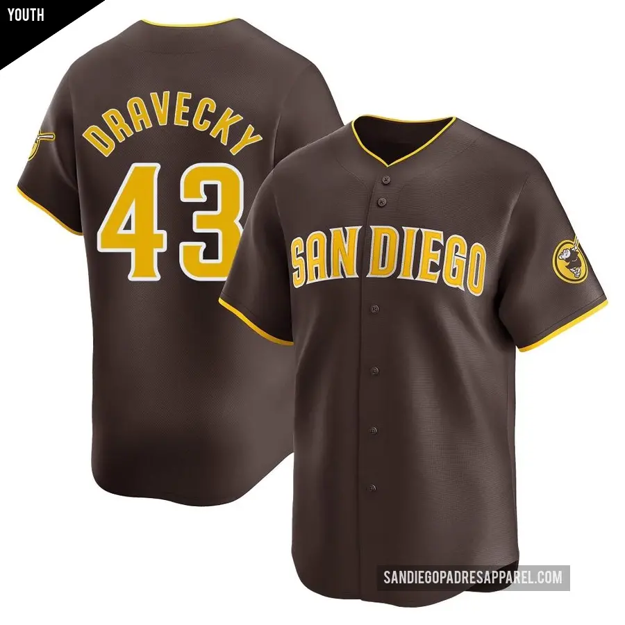 Youth San Diego Padres ＃43 Dave Dravecky Limited Brown Away Jersey