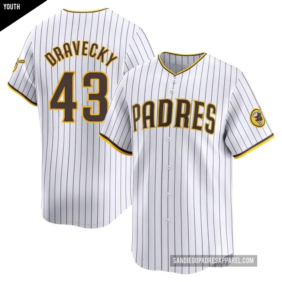 Youth San Diego Padres ＃43 Dave Dravecky Limited White Home Jersey