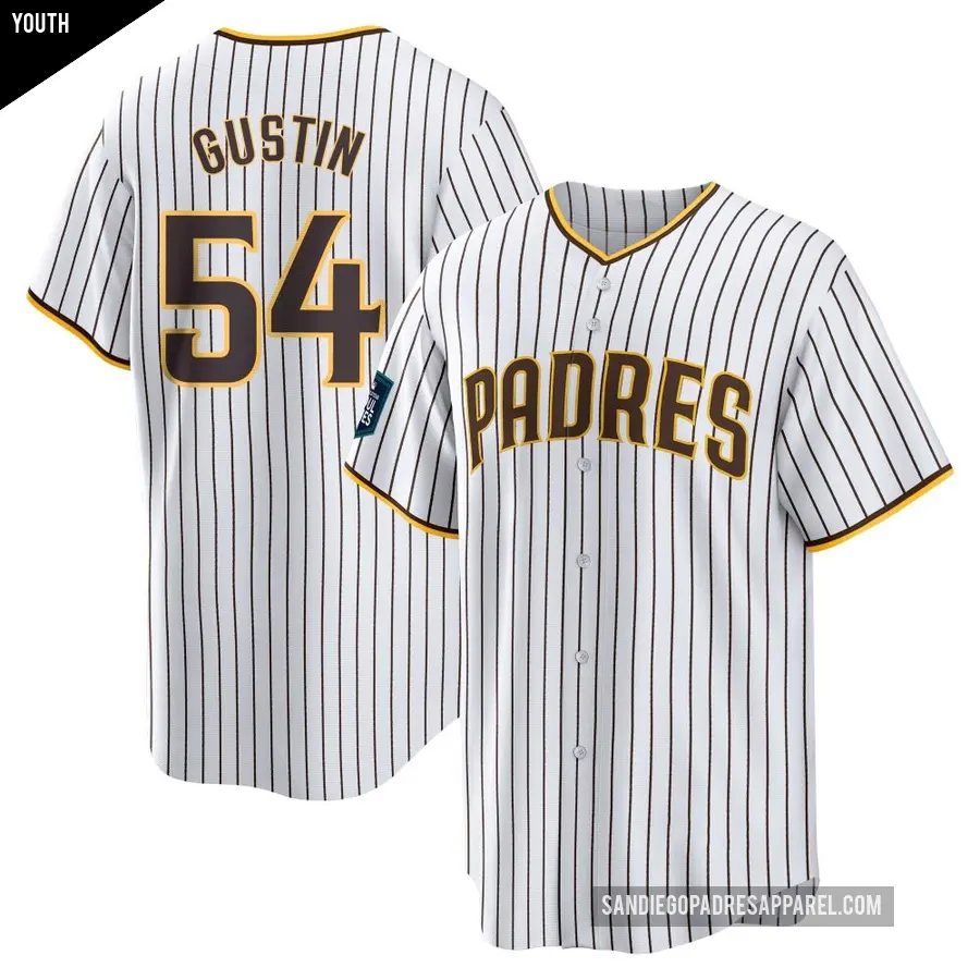 Youth San Diego Padres ＃54 Harry Gustin Replica White 2024 World Tour Seoul Series Home Jersey