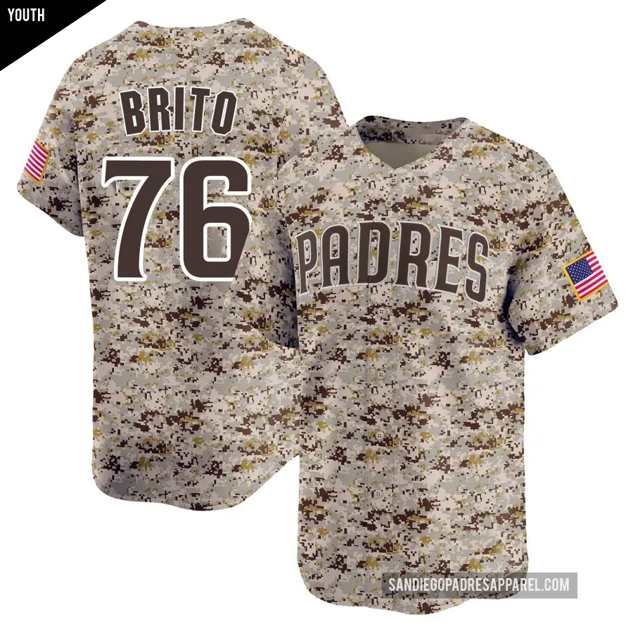Youth San Diego Padres ＃76 Jhony Brito Limited Camo 2nd Alternate Jersey