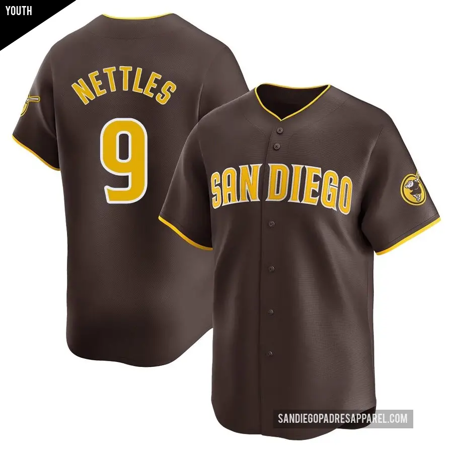 Youth San Diego Padres ＃9 Graig Nettles Limited Brown Away Jersey