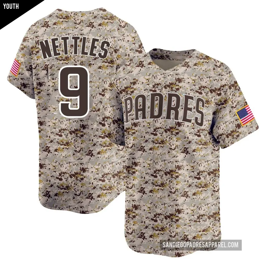 Youth San Diego Padres ＃9 Graig Nettles Limited Camo 2nd Alternate Jersey