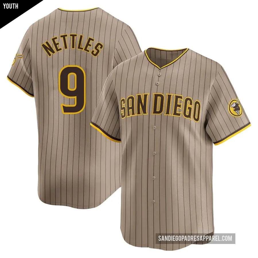 Youth San Diego Padres ＃9 Graig Nettles Limited Tan Alternate Jersey