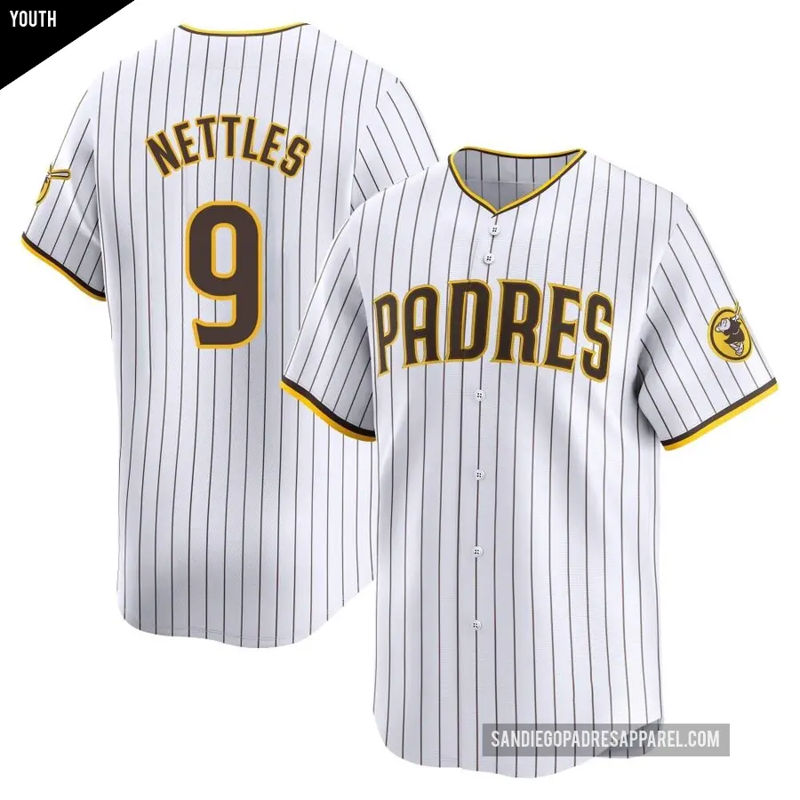 Youth San Diego Padres ＃9 Graig Nettles Limited White Home Jersey